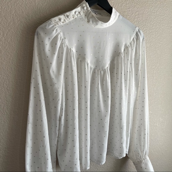 FRNCH Sheer White Blouse Size Small - Picture 2 of 8